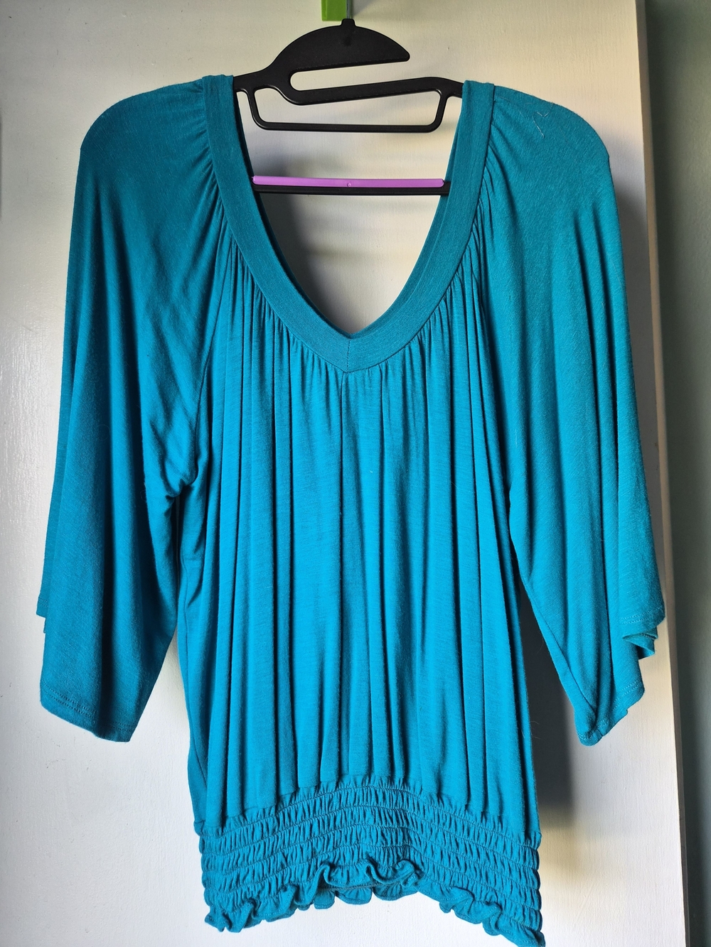 Esprit Teal V-Neck Gathered Hem Tunic